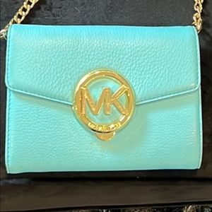 Michael Kors Turquoise and gold purse